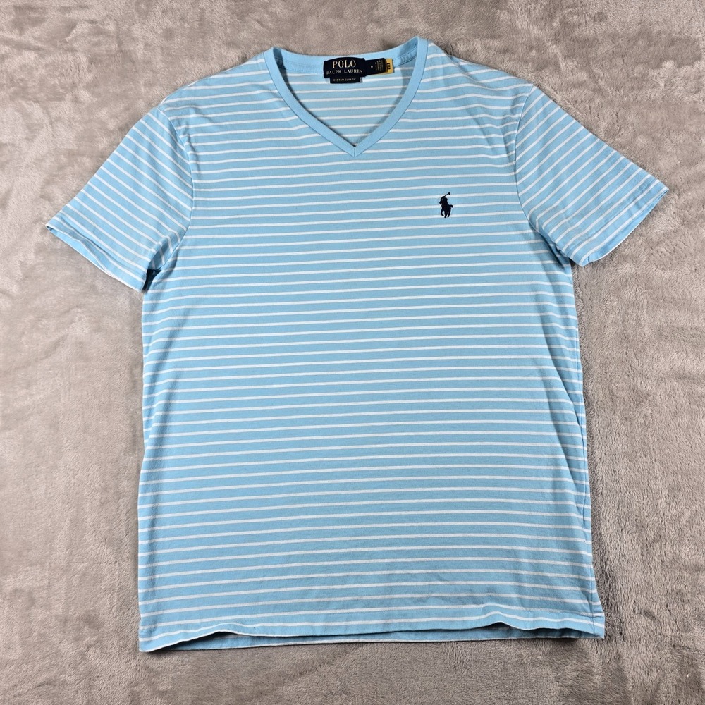 Polo Ralph Laureen Men's Custom Slim Fit Shirt Size Medium Short Sleeve V-Neck